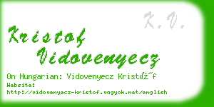 kristof vidovenyecz business card